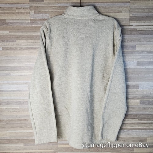Izod Pullover Mens XL Quarter Zip Tan Beige Sweater Fleece Lined Embroidered - Picture 4 of 13