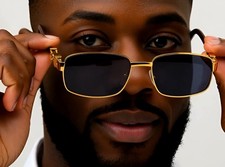 Men Classy Sophisticated Clear Lens Gold Eye Glasses Woody Fashion Rapper Style