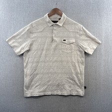 Howler Bros Ranchero Polo Shirt Large Beige Geometric Short Sleeve Snap Western