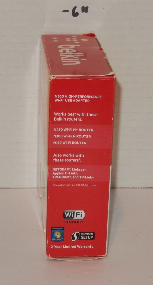 Belkin N300 Wireless 802.11b/g/n Wi-Fi USB Adapter F9L1002 High Performance - Image 4 of 4