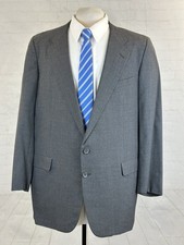 Vintage Hickey Freeman USA Men's Dark Gray 100 Wool Boardroom Blazer 46L