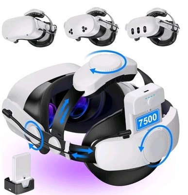 Pro Head Strap with 15000mAh  Hot-Swap Battery Packs for Meta Quest 2 and 3