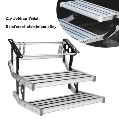 Aluminum Manual Double Pull Out Drop Down Folding Step Motorhome RV Campervan.