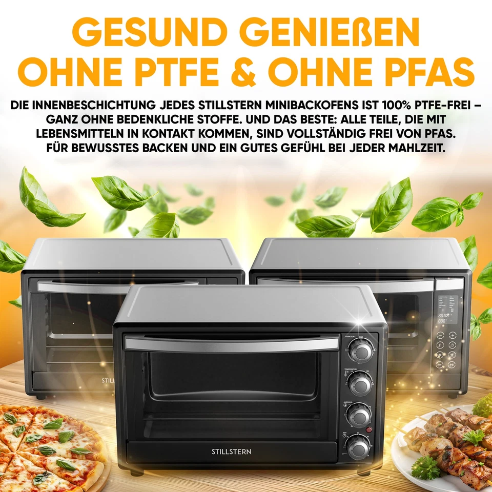 Minibackofen mit Umluft (60L) Drehspieß, Timer, 2200W, Doppelglastür, DE Version - Bild 2 von 4