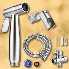 Toilet Shattaf Adapter Hose Bidet Spray Stainless Steel Handheld Shower Head US