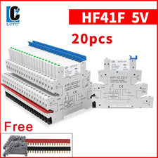20Pcs Hf41F Relay Slim Relay 5V 12V 24V DIN Rail Mounted Interface Relay Module 