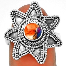 Spiny Oyster Turquoise - Arizona 925 Sterling Silver Ring s.8 Jewelry R-1146