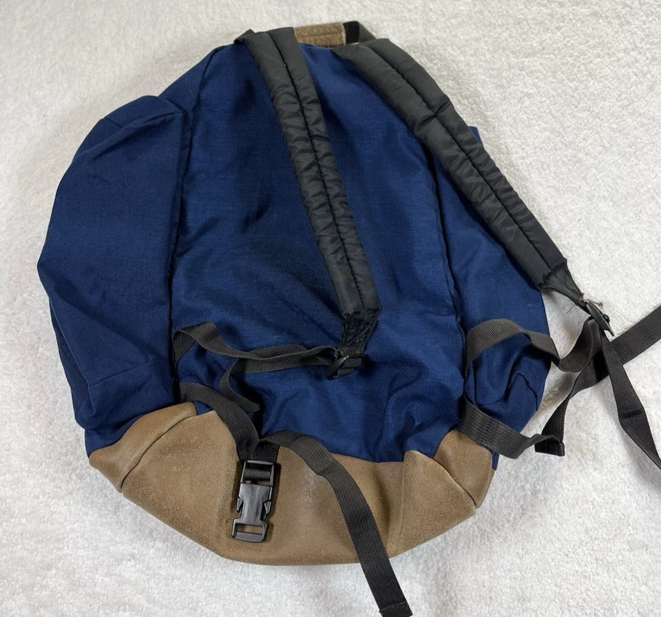 Mochila inferior de cuero JanSport vintage azul hecha en EE. UU. mochila senderismo Y2K Foto 4 de 4