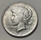 1921 High Relief Peace Silver Dollar, First Year Issue, AU Key Date, About Unc