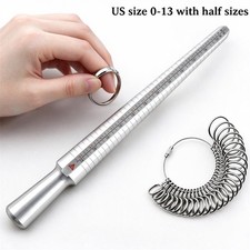 Metal Ring Size Gauges Set Measuring Ring with Mandrel Sizer Finger Sizing HO-