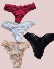 WOMAN'S THONG PANTIES-Lace-Back Straps-White-Cream-Black-Red-8 Pairs-Size SM