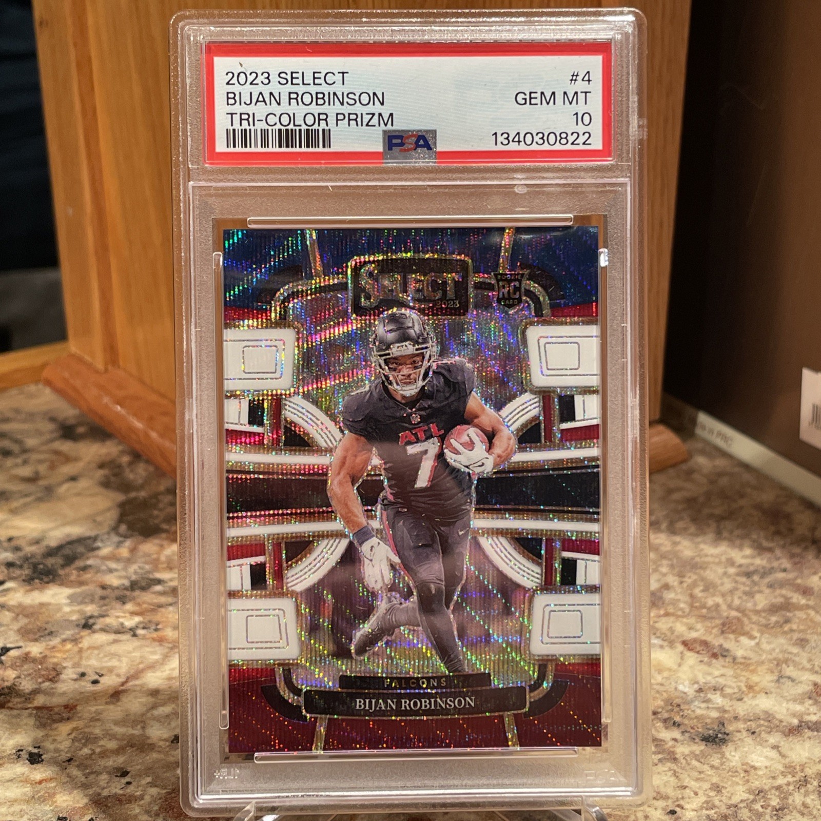 2023 Select Bijan Robinson #4 Tri-Color Prizm /259 PSA 10