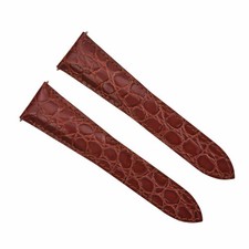 20MM LEATHER WATCHBAND STRAP FOR CARTIER SANTOS TANK RONDE SOLO BURGANDY/BROWN