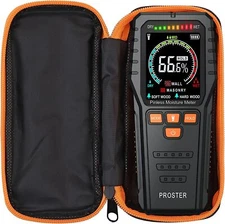 Proster Pinless Moisture Meter Hard/Softwood Humidity Detector Wood Damp Tester