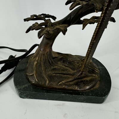Tin Chi Andrea by Sadek Art Glass Crane Bird Table Lamp 1996 Works
