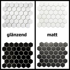 Ceramiczne płytki mozaikowe sześciokątne czarne białe błyszczące matowe wykładzina ścienna 