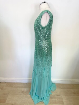 QUIZ GREEN SEQUINNED FLOATY FISHTAIL SKIRT EVENING/PROM DRESS SIZE 14 |  eBay UK
