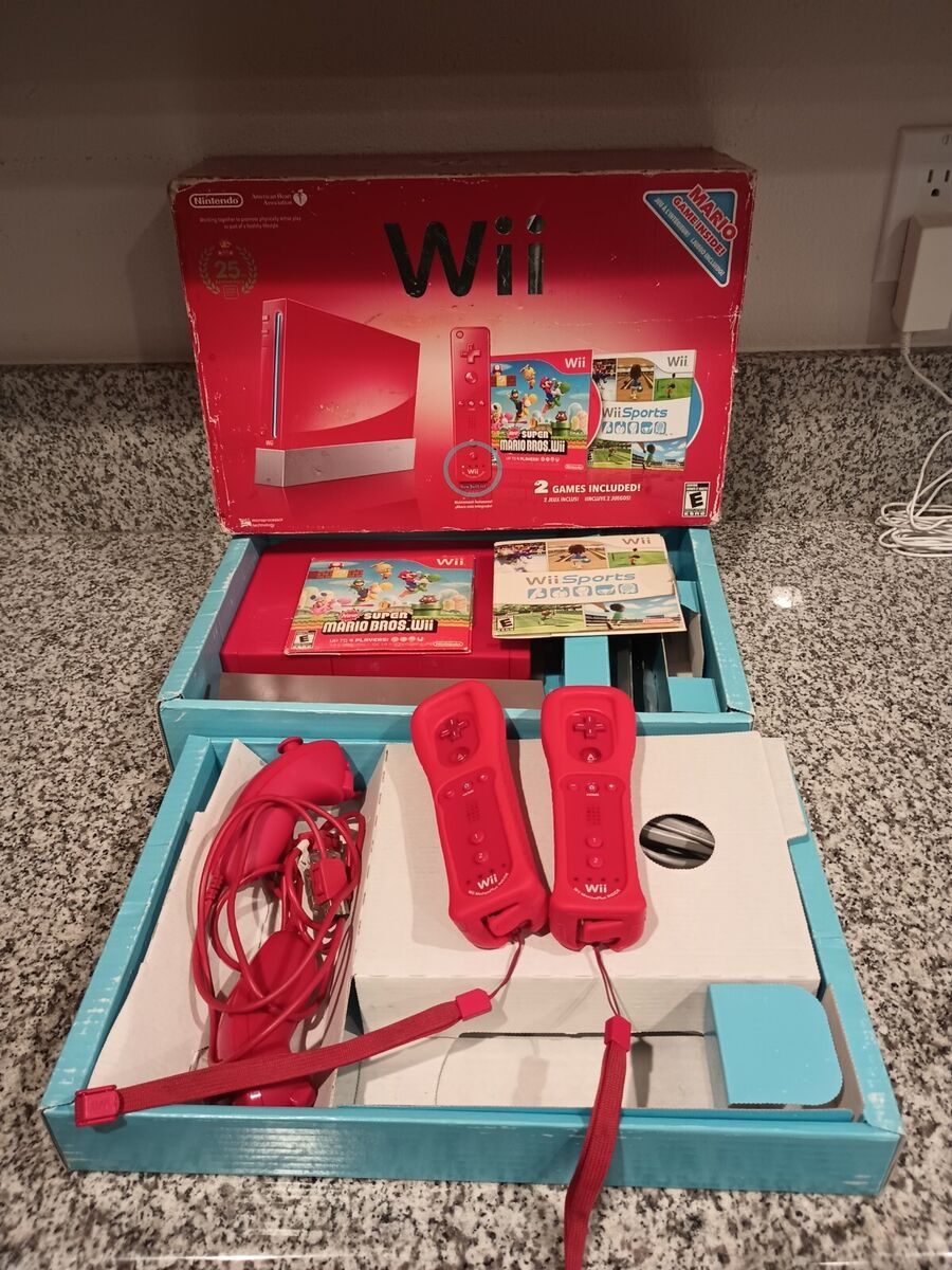Nintendo Wii New Super Mario Bros Pack Red Console 25th Nintendo Wii New Super Mario Bros Pack Red Console 25th