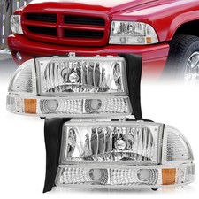 For 1997-2004 Dodge Dakota 1998 Durango Chrome Housing Amber Corner Headlights For 1997-2004 Dodge Dakota 1998 Durango Chrome Housing Amber Corner Headlights