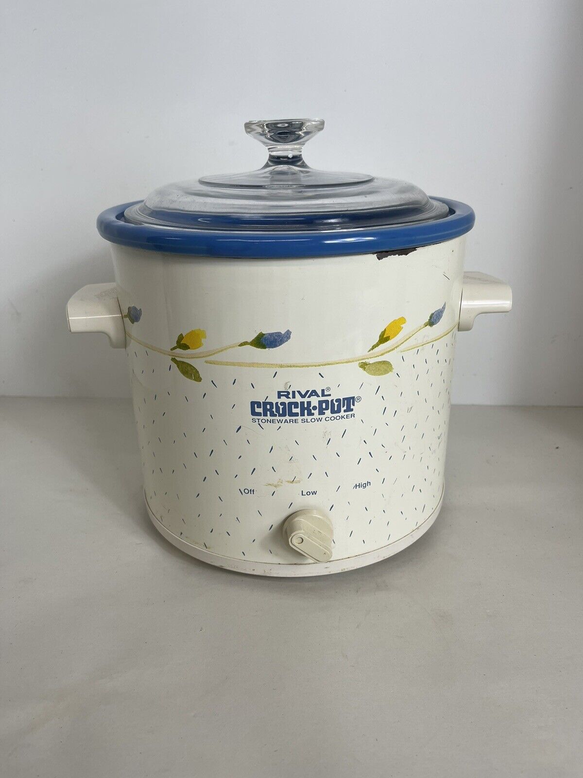 Rival Crock Pot Stoneware Slow Cooker 4 Quart Vintage 90's Blue