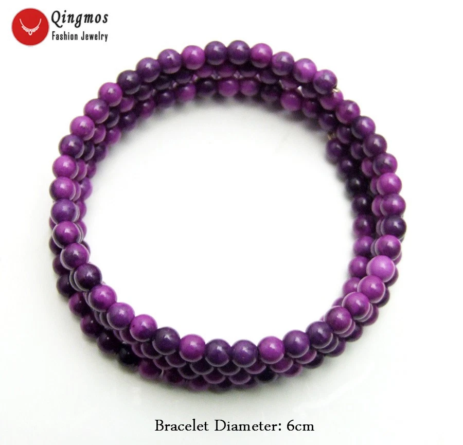 Pulsera de Sugilite Púrpura Natural de 4 mm para Mujer Envoltura de Alambre de Acero Joyería de Piedra 28" Foto 2 de 4
