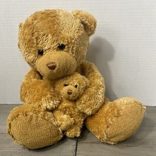 Toys R Us Animal Alley Tan Brown Momma Bear w/ Cub Plush - 2000