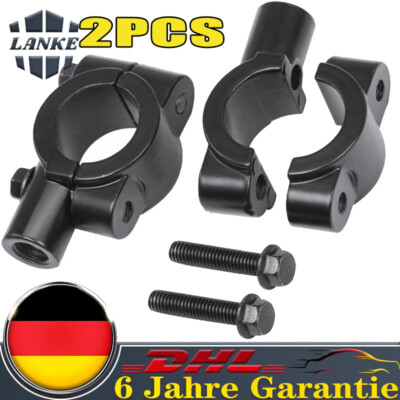 2x Spiegelhalter Spiegel Halterung Schelle für 7/8'' 22mm Motorrad Lenker Schwarz