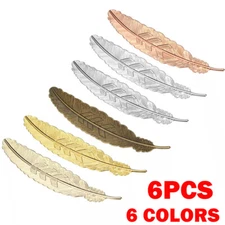 6X Metal Feather Bookmarks Book Marks Page Markers For Book Lovers 6 Colors USA