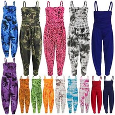 Girls Jumpsuit Kids Plain Color Trendy Playsuit All In One Jumpsuits 5-13 Years