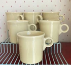 Set Of 6 Fiesta Fiestaware Ivory Coffee Mugs Homer Laughlin O-Ring Handle USA