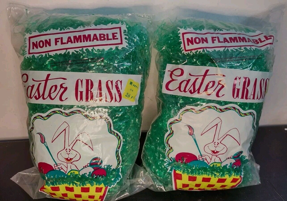 1979 Easter Cellophane Grass, Bags by Kmart Old Stock, 38 Cents