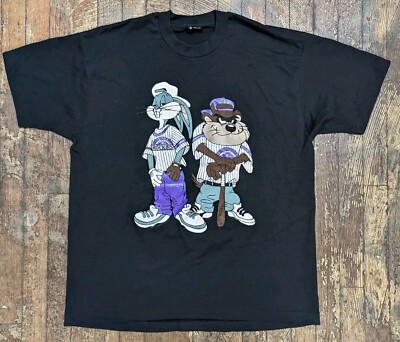 VTG 1993 Colorado Rockies Looney Tunes Hip Hop Taz and Bugs Bunny