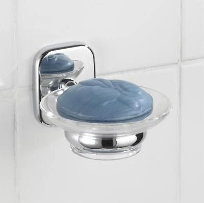 WENKO Wand Seifenschale "Ribera" Zink, chrom + Glas, Seifenablage Bad Dusche - Bild 1 von 2