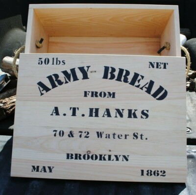Civil War Bread Box/Hard Tac Crate - A. T. Hanks - Large Wood Box
