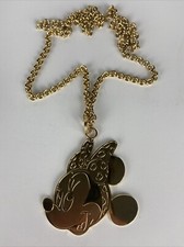 Walt Disney World Minnie Mouse w/ Bow Pendant Necklace Gold With Original Box
