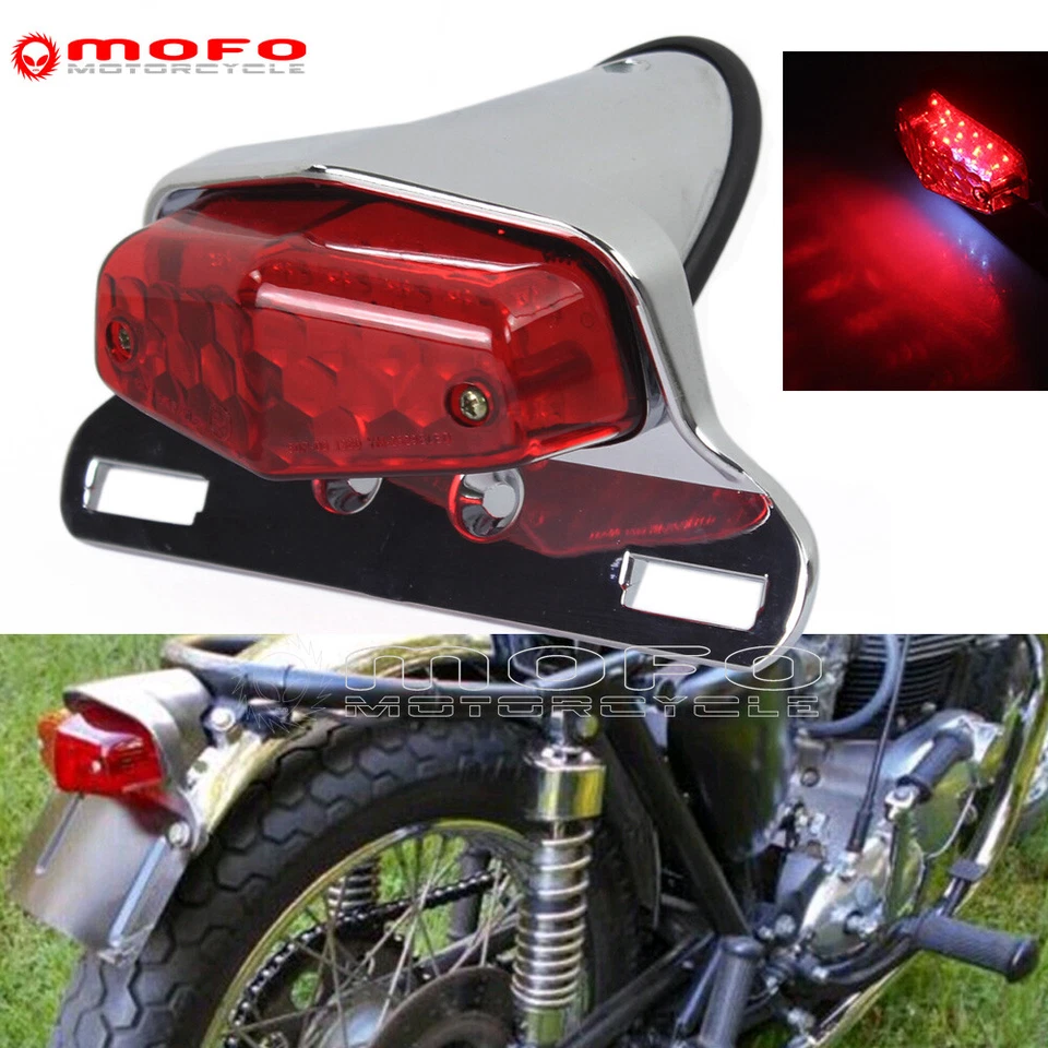 Luz trasera LED retro para motocicleta estilo Lucas luz de matrícula para Harley Bobber Foto 2 de 4