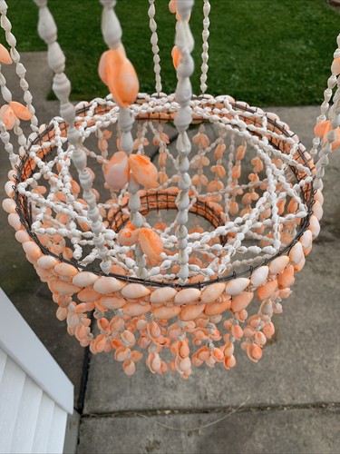 Vintage Hanging Sea Shell Hanging Planter Plant Hanger Wind Chime Chandelier 41” - Picture 3 of 5