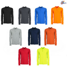 POLO DA UOMO MANICA LUNGA 3 BOTTONI BS 100% COTONE PIQUET OEKO TEX  DA S a 4XL