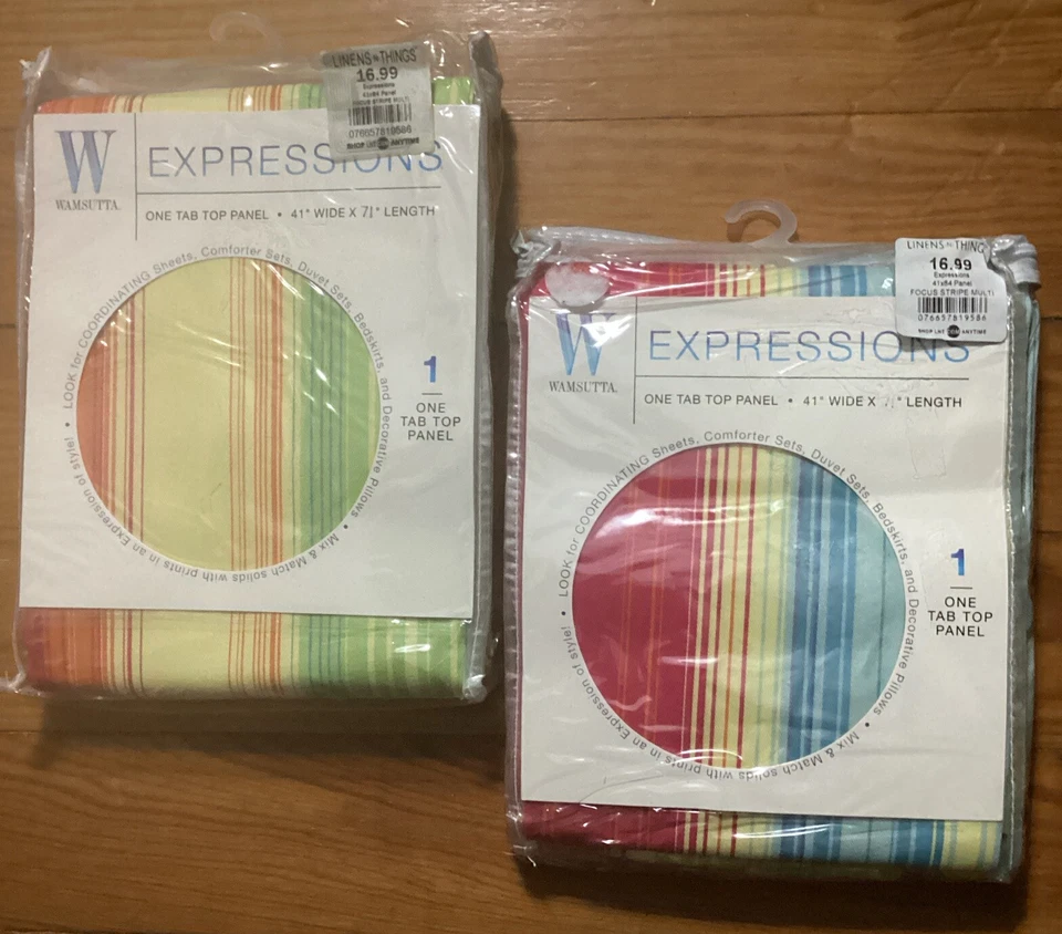 "2 paneles de cortina con lengüeta a rayas Wamsutta FOCUS 41" X 71"" cada uno" Foto 2 de 4