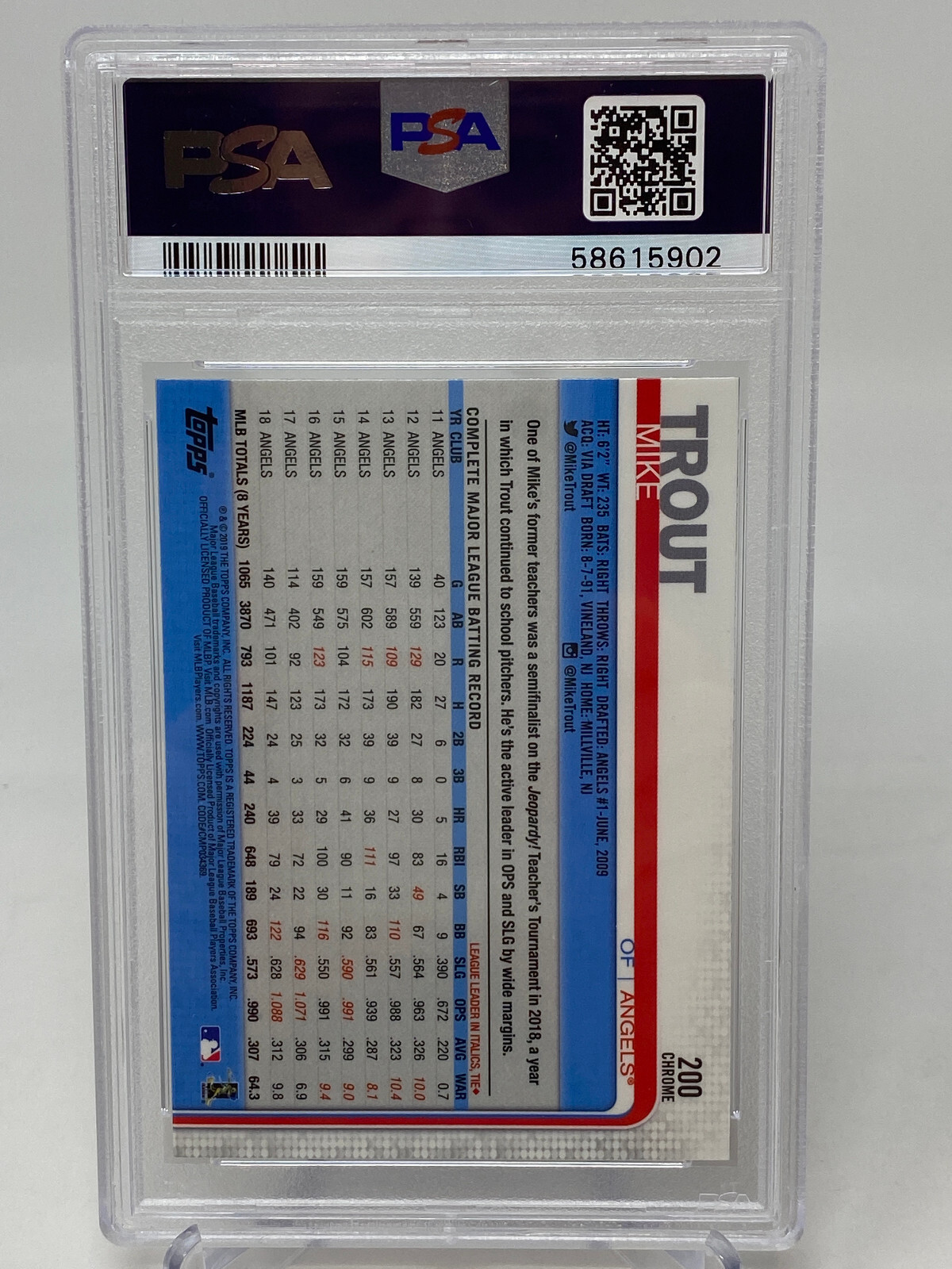 2019 Topps Chrome #200 Mike Trout Jumping PSA 10 view 6