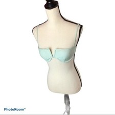 Bikini Swim Top Swimsuit Polka Dots Green Padded Cups Med EUC