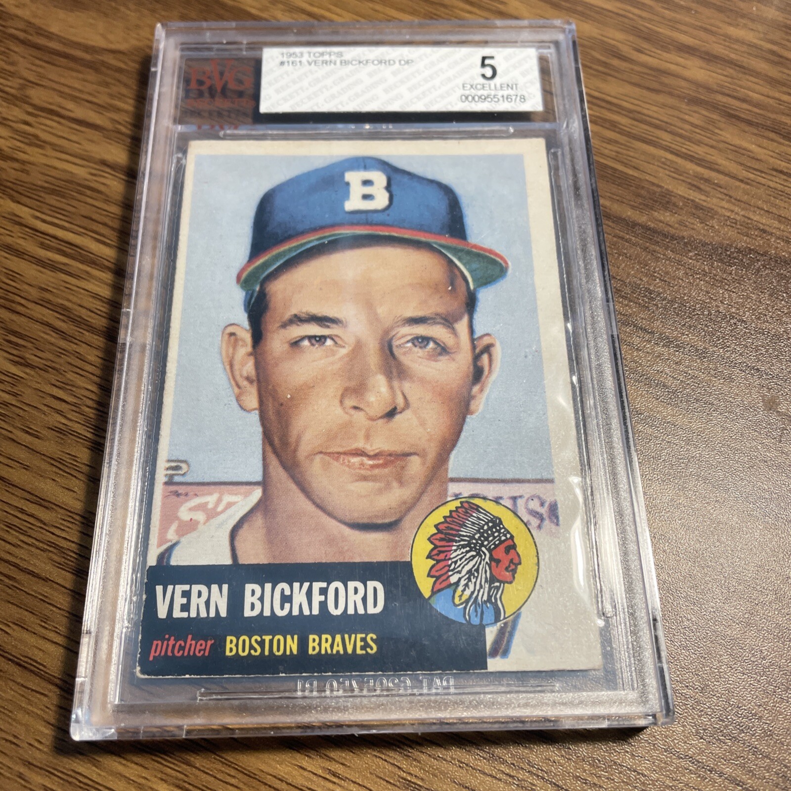 1953 Topps VERN BICKFORD Boston Braves #161 BVG 5 EX
