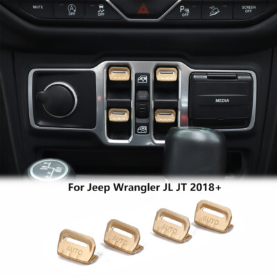4x Goldene Fensterheberschalter-Knopfleiste für Jeep Wrangler JL JT 18+