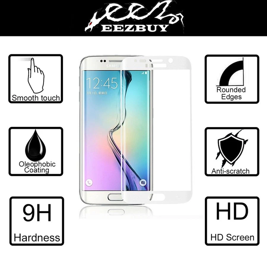Protector de pantalla de vidrio templado curvo de cubierta completa para Samsung Galaxy S6 Edge Foto 3 de 4