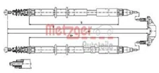 Original Metzger cable pull parking brake 11.5952 for Opel