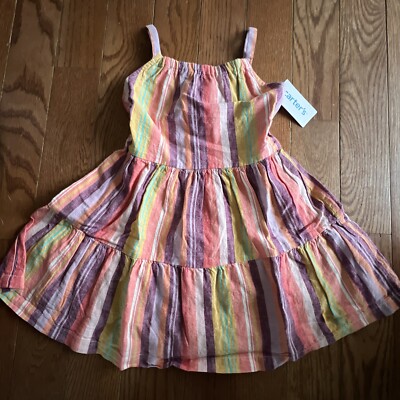 NEW Carters Girls Linen Blend Striped Colorful Sleeveless Summer Dress Size 4 | eBay NEW Carters Girls Linen Blend Striped Colorful Sleeveless Summer Dress Size 4 | eBay