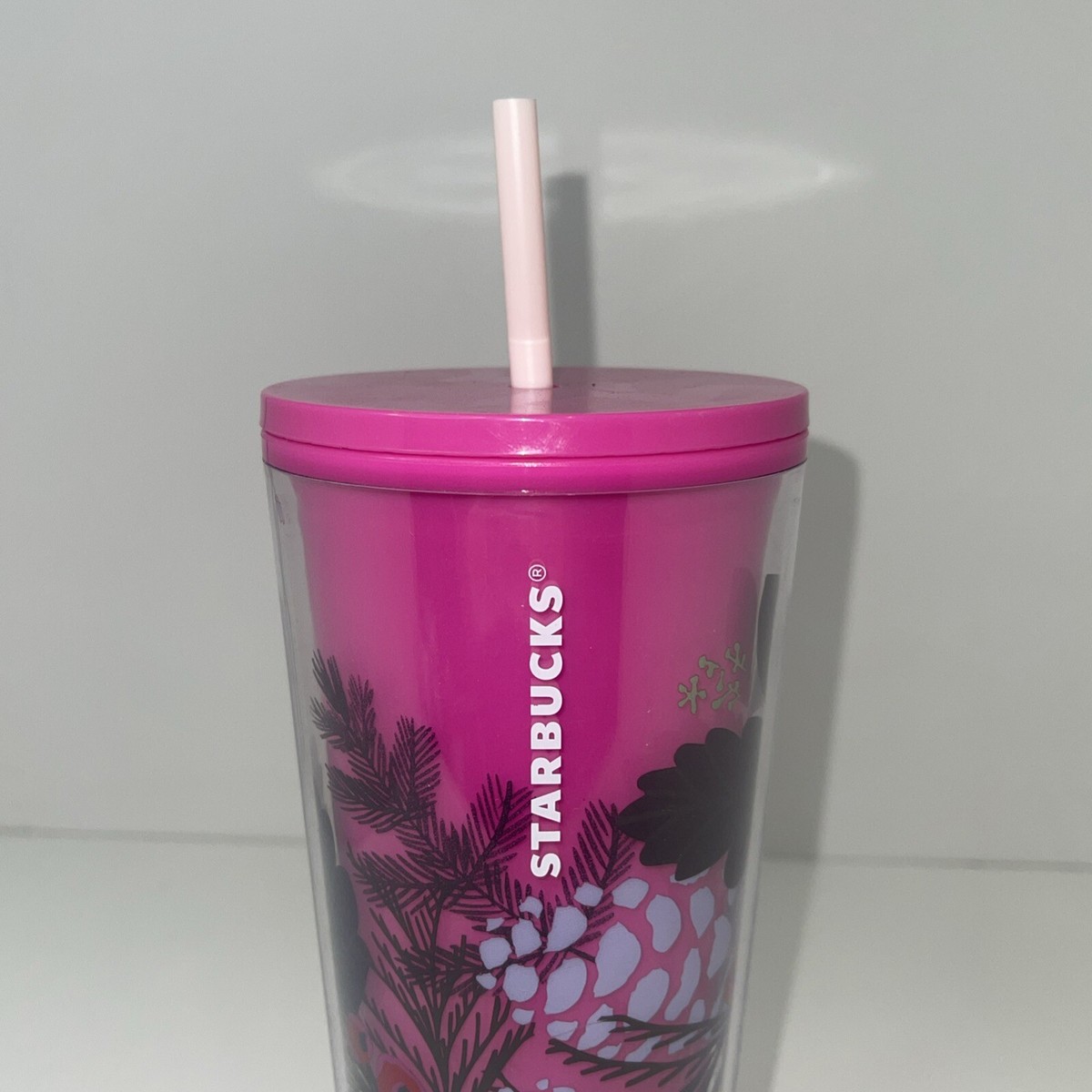 Starbucks 2021 Holiday Pink Floral Color Change Cold Cup Tumbler 24 Oz