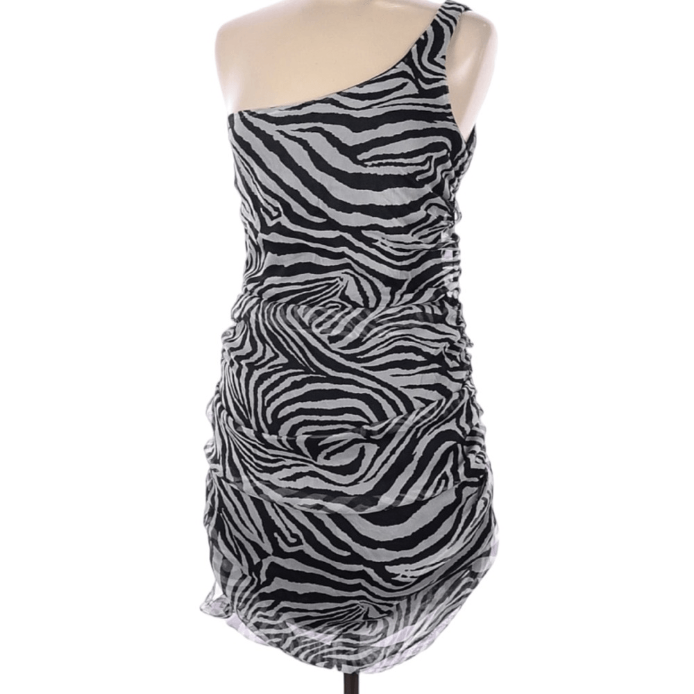 white christmas dresses MC2 Saint Barth Women's Zebra Print Short Dress - Black main image 1