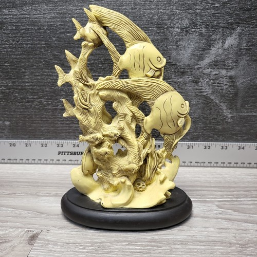 Escultura de pez ángel del océano tallada en 3D de colección estatua celuloide Indonesia asiática - Imagen 5 de 16