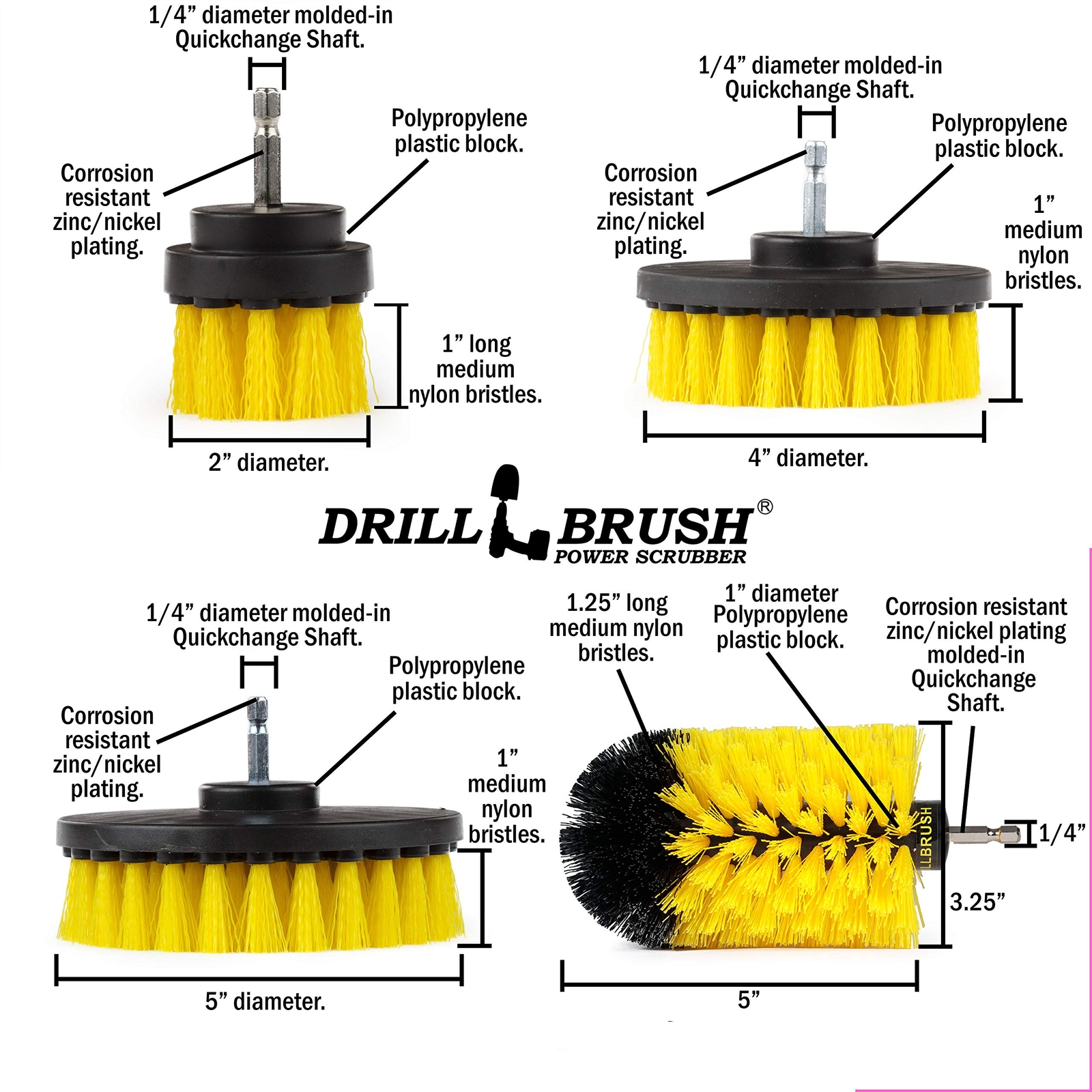 Drill Brush Power Scrubber By Useful Products Grout Cleaner Brush Kit Bathroom D